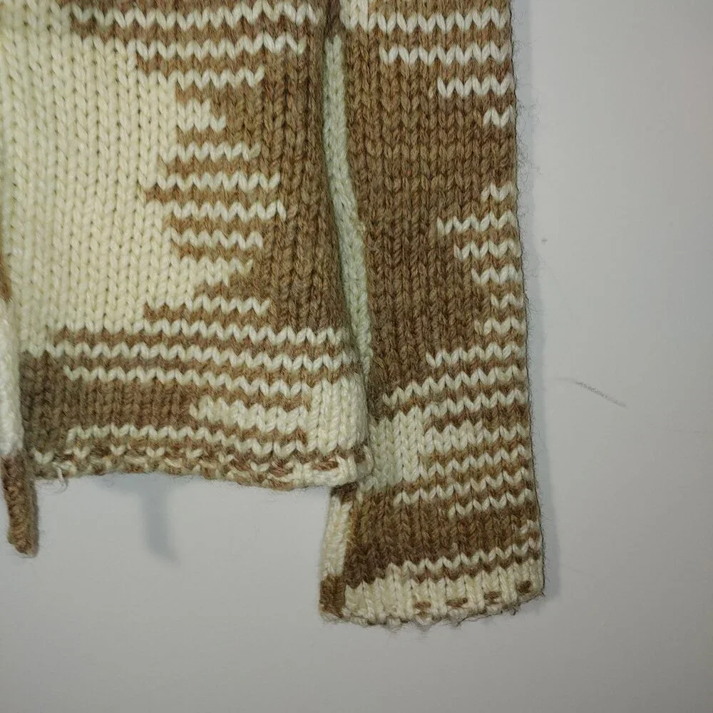 Old Navy Wool Blend 90s Tie Up Sweater Cardigan Size S Cream Tan - Picture 6 of 6